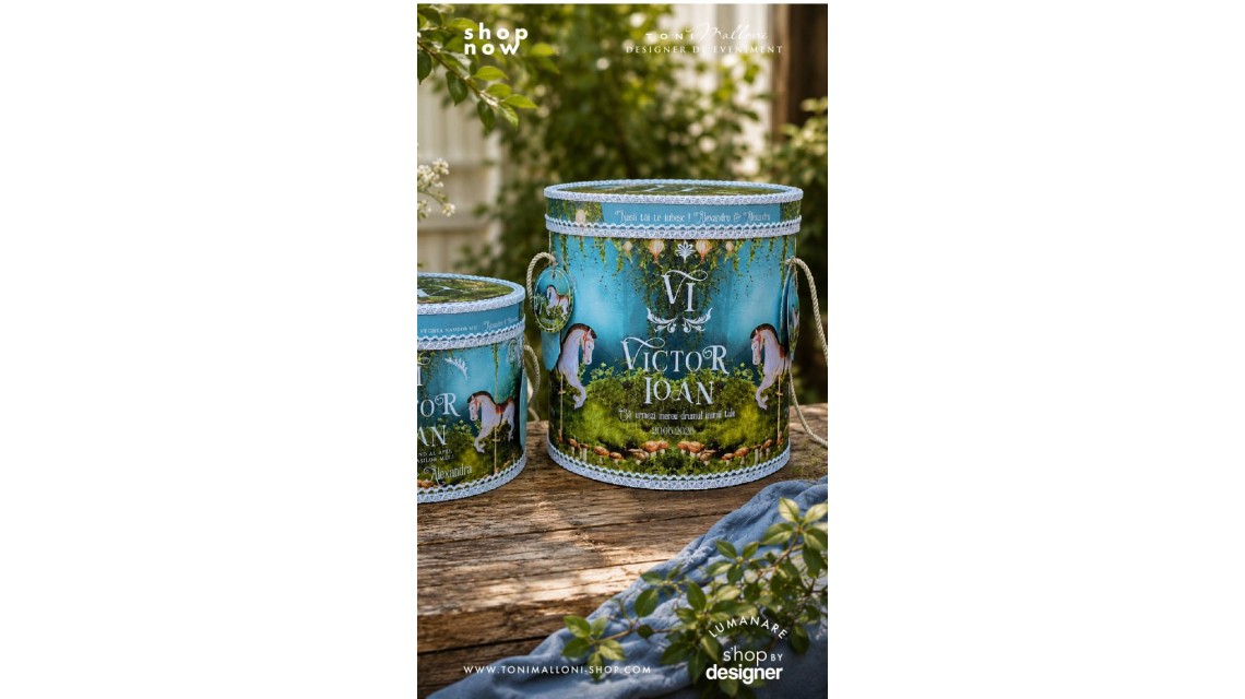 Trusou de botez pentru baieti cu monograma brodata, tematica ecvestra, Carusel  2